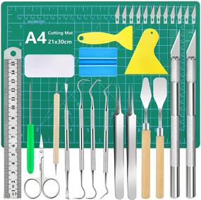 img 4 attached to 🔍 39-Piece Vinyl Craft Weeding Tool Kit for Silhouettes, Cameos, Cutting, Lettering - Green