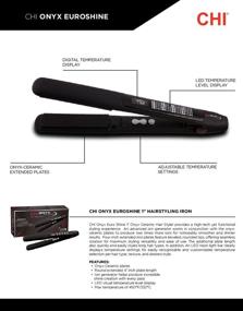 img 1 attached to 💇 CHI Onyx Euroshine 1" Straightening Hairstyling Iron with Extended 4" Plates in Black: Sleek and Efficient Styling Tool