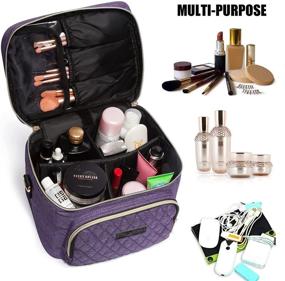 img 2 attached to 💜 Scorila Purple Travel Makeup Bag: Spacious Organizer with Vertical Bottle Storage, Adjustable Dividers, and Brush Holder – Ideal Toiletry Bag for Women on the Go