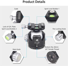 img 1 attached to 📷 52MM All Metal Camera Ball Head with Quick Release Plates - Low Profile Tripod Head for Tripod, DSLR, Camcorder - CNC Panoramic Camera Mount, Max Load 66lbs/30kg