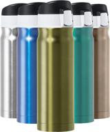 🍶 oggi caliber stainless steel insulated travel water bottle - coffee mug, metal sports flask, 17oz, olive logo