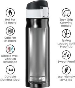 img 2 attached to 🍶 OGGI Caliber Stainless Steel Insulated Travel Water Bottle - Coffee Mug, Metal Sports Flask, 17oz, Olive