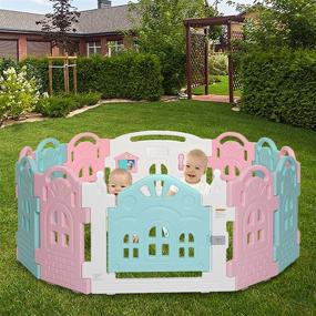 img 2 attached to 🌈 Dream On Me 12 Panel Rumi Play Pen: Charming Pink and Blue Wonder for Safe Playtime