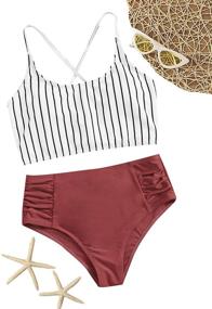 img 2 attached to Multicolored Striped Swimsuits for Women by SweatyRocks: Stylish Swimwear Collection