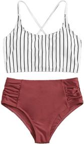 img 4 attached to Multicolored Striped Swimsuits for Women by SweatyRocks: Stylish Swimwear Collection