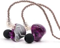 🎧 linsoul kz zsn pro dual driver hybrid metal earphones hifi in-ear monitor with detachable 2pin cable, zin alloy panel - purple (with mic) - enhanced seo logo
