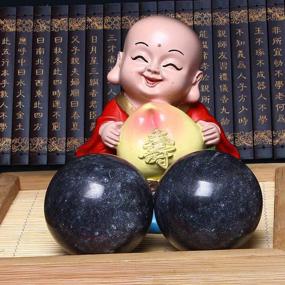 img 1 attached to 🧠 Enhance Health and Reduce Stress with Dark Grey Marble Hand Balls: Chinese Baoding Balls [1.4in]