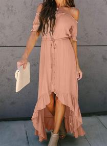 img 3 attached to 👗 Dokotoo Women's Off The Shoulder Maxi Dress: Stylish High-Low Skater Dress for Casual and Cocktail Occasions