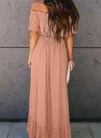img 2 attached to 👗 Dokotoo Women's Off The Shoulder Maxi Dress: Stylish High-Low Skater Dress for Casual and Cocktail Occasions