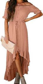 img 4 attached to 👗 Dokotoo Women's Off The Shoulder Maxi Dress: Stylish High-Low Skater Dress for Casual and Cocktail Occasions