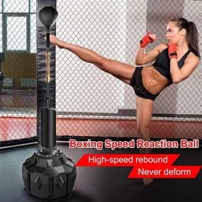 img 3 attached to 🥊 Wodesid Free Standing Reflex Punching Balls for Boxing - Adjustable Height Punching Bag Stand, Hand Pump Included - Ideal for Teens, Kids, and Adults - Pedestal Reflex Bag Freestand