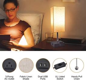 img 2 attached to 🛏️ Enhance Your Bedside Experience with USB Bedside Table Lamp, Golspark Minimalist Nightstand Lamp