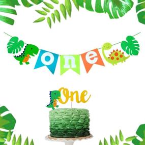 img 4 attached to Dinosaur 1st Birthday Decor Set - LaVenty Dinosaur First Birthday Banner, Dinosaur One Cake Topper, Dinosaur High Chair Banner, Dinosaur Birthday Party Decoration, Dinosaur ONE High Chair Banner