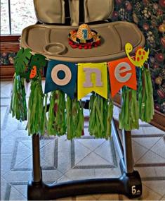 img 2 attached to Dinosaur 1st Birthday Decor Set - LaVenty Dinosaur First Birthday Banner, Dinosaur One Cake Topper, Dinosaur High Chair Banner, Dinosaur Birthday Party Decoration, Dinosaur ONE High Chair Banner