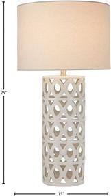 img 2 attached to 🏺 White Stone & Beam Ceramic Geometric Cut-Out Table Desk Lamp, 22" Height, With LED Light Bulb - Amazon Brand