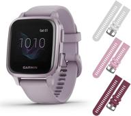 📟 garmin venu sq gps фитнес смарт-часы с комплектом из 3 ремешков wearable4u - белый/розовый/ягоды & лаванда/фиолетовый (модель 010-02427-02) логотип