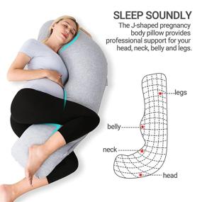 img 1 attached to Momcozy J Shaped Pregnancy Pillow for Side Sleeping - Soft Maternity Body Pillow with Jersey Cover for Head, Neck, and Belly Support, Grey