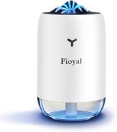 portable mini humidifier by fioyal: small car humidifiers with essential oil diffuser pads, cool mist for bedroom, baby, plant - 7 colors night light, 2 mist modes, auto shut off, quiet (white) logo