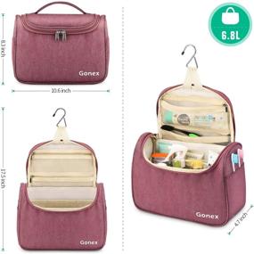 img 2 attached to 🎒 Gonex Hanging Travel Toiletry Bag for Women Men Family Cosmetics Makeup Bag Organizer Dopp Kit Pouch for Bathroom Water-Resistant with Sturdy Zippers (Pink Purple)