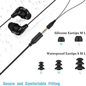 img 3 attached to 🎧 AGPTEK IPX8 Waterproof In-Ear Earphones with Coiled Cable, Swimming Earbuds & Stereo Audio Extension Cable - Wired, Black