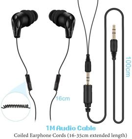 img 2 attached to 🎧 AGPTEK IPX8 Waterproof In-Ear Earphones with Coiled Cable, Swimming Earbuds & Stereo Audio Extension Cable - Wired, Black