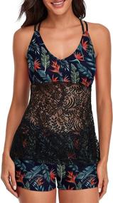 img 4 attached to MISSVOG Women Crochet Tankini Swimsuit