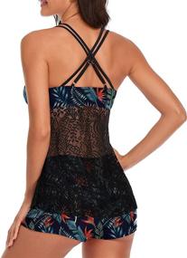 img 1 attached to MISSVOG Women Crochet Tankini Swimsuit