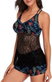 img 2 attached to MISSVOG Women Crochet Tankini Swimsuit