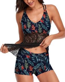 img 3 attached to MISSVOG Women Crochet Tankini Swimsuit