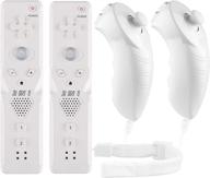 🎮 enhanced gaming experience: 2 pairs remote and nunchuck controllers for nintendo wii/wii u with built-in motion plus and wrist strap logo