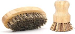 img 3 attached to 🌱 Zero Waste & Biodegradable Plant Based Cleaning Brush Set for Vegetables & Kitchen Dishes - 2 Piece Set with Sisal & Coconut Fibers, Bamboo Handles (Dark)