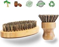 🌱 zero waste & biodegradable plant based cleaning brush set for vegetables & kitchen dishes - 2 piece set with sisal & coconut fibers, bamboo handles (dark) logo