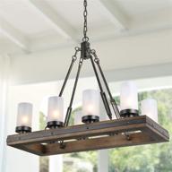 🍽️ lnc a03487 wood chandelier: elegant kitchen island lighting for dining rooms, restaurants, cafes, and bar counters logo