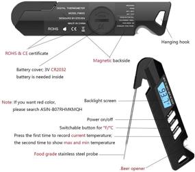 img 4 attached to BabyValley Black Digital Instant Read Meat Thermometer for BBQ Grill Kitchen Food Cooking - Probe for Deep Oil Outdoor Barbecue Baking Bread Thermometer