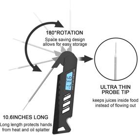 img 3 attached to BabyValley Black Digital Instant Read Meat Thermometer for BBQ Grill Kitchen Food Cooking - Probe for Deep Oil Outdoor Barbecue Baking Bread Thermometer