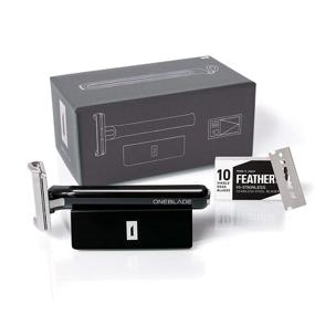 img 4 attached to 🪒 OneBlade HYBRID Safety Razor with Stand +10 Feather Blades - Master the Art of Shaving for the Ultimate Experience, Well-Balanced Design, Made of Tritan & Stainless Steel