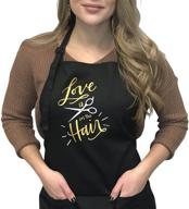 💇 love is in the black hair stylist apron for hairdressers and salons логотип