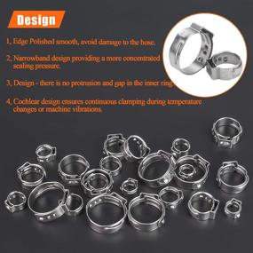 img 1 attached to 🔧 100 Pieces 6-21mm 304 Stainless Steel Single Ear Hose Clamps with Pincers Kit - HELIFOUNER