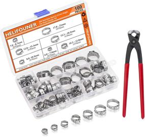 img 4 attached to 🔧 100 Pieces 6-21mm 304 Stainless Steel Single Ear Hose Clamps with Pincers Kit - HELIFOUNER