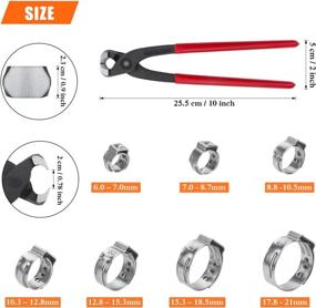 img 2 attached to 🔧 100 Pieces 6-21mm 304 Stainless Steel Single Ear Hose Clamps with Pincers Kit - HELIFOUNER