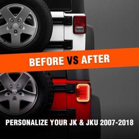 img 3 attached to 🚙 Светодиодные задние фонари, одобренные по стандарту DOT, для Jeep Wrangler JK JKU 2007-2018 - 20W фонари заднего хода, стоп-сигналы и фонари заднего хода, прозрачный объектив, дневные ходовые огни