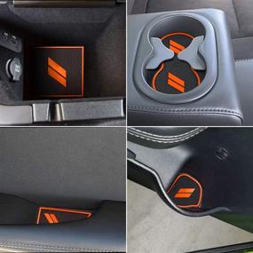 img 2 attached to Auovo 11Pcs Decor Liner For Challenger Accessories 2015 2016 2017 2018 2019 2020 2021 Interior Anti Dust Mats Center Console Cup Holder Insert Door Pocket Pad For Challenger 2021(Orange)