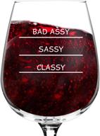 🍷 classy sassy bad assy funny novelty wine glass - perfect gift for mom, women, friends, or her - 12.75 oz. - made in usa логотип