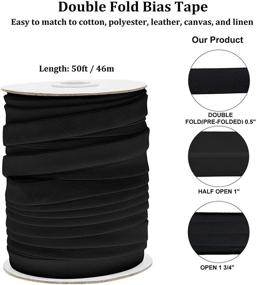 img 3 attached to 🧵 Black Double Fold Bias Tape Bias Binding Tape for Sewing, Seaming, Hemming, Piping, Quilting - 1/2 Inch x 50 Yards