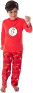 🔥 the flash superhero fleece long sleeve raglan shirt and pant 2 piece kids pajama set - dc comics boys' logo