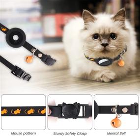 img 1 attached to 🔍 LORDTEC Airtag Cat Collar: Anti-Lost Adjustable Silicone Pet Collar for Cats with Bell and Mouse Pattern