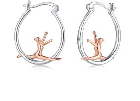 img 4 attached to 925 Sterling Silver Ballerina Hoop Earrings Women