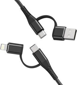 img 4 attached to 10ft USB C to Lightning Cable for iPhone 12 Charger - 4-in-1 Fast Charging Cord with Apple MFi Certification for MacBook, Samsung Galaxy, iPhone, iPad/Pro/Mini/Air - USB-C/A to USB-C/Lightning PD 60W Compatible