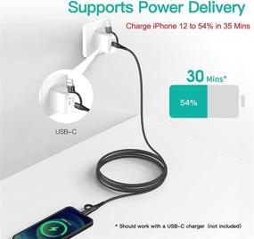 img 1 attached to 10ft USB C to Lightning Cable for iPhone 12 Charger - 4-in-1 Fast Charging Cord with Apple MFi Certification for MacBook, Samsung Galaxy, iPhone, iPad/Pro/Mini/Air - USB-C/A to USB-C/Lightning PD 60W Compatible