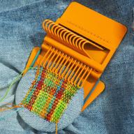 small speedweve style darning loom for visible mending jeans, diy weaving tool with 10 hooks for repairing fabrics and creating artful patterns logo